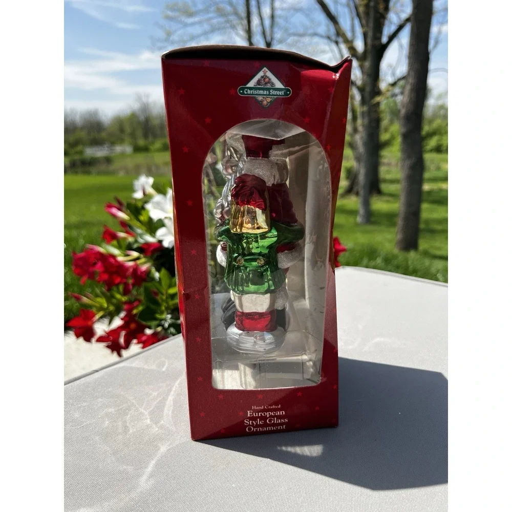 Vintage Christmas Ornament European Style Hand Crafted Glass Santa Hugging Kids‎